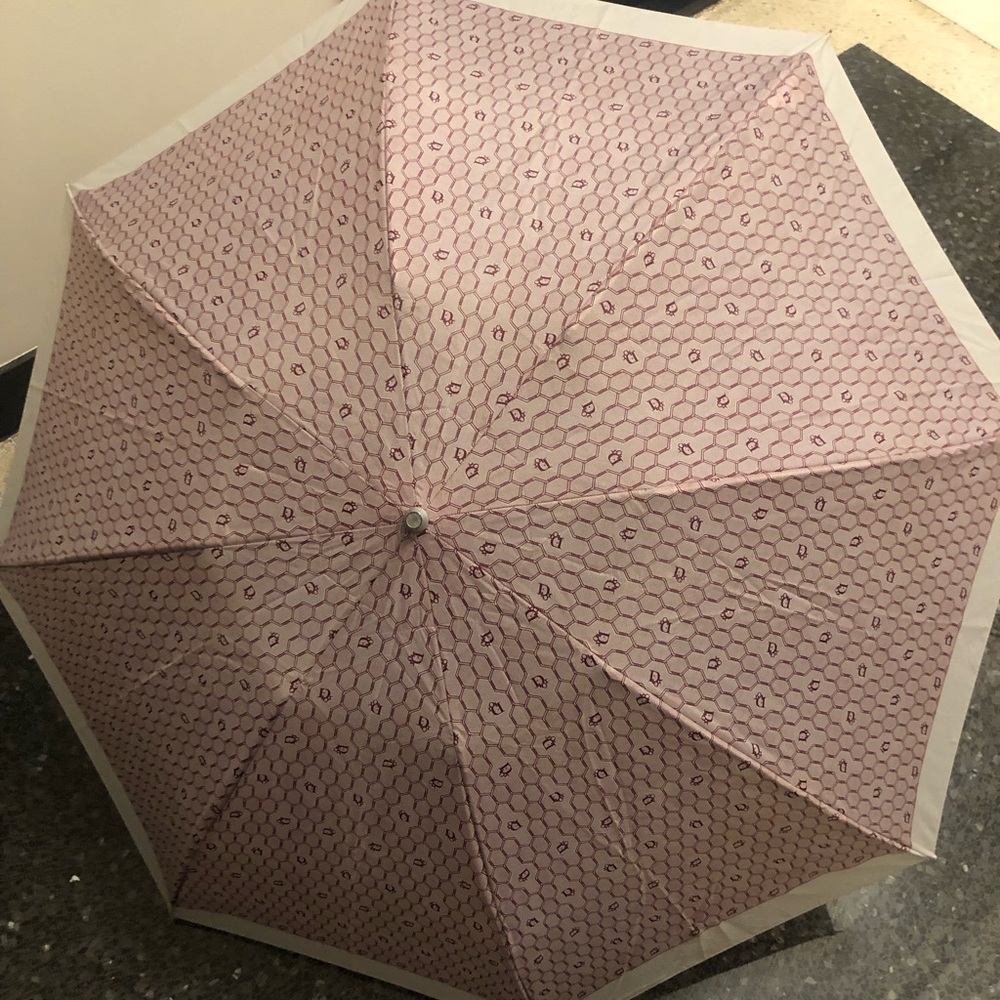 Gorgeous Vintage Christian Dior burgundy and cream classic logo umbrella
